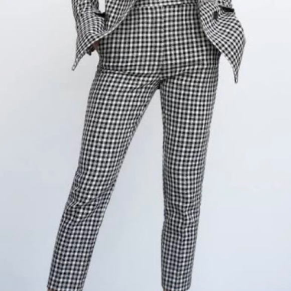 Zara black & white plaid pants size s. - Picture 1 of 9